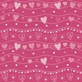 Seamless pattern with ornamented sweet hearts