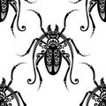 Seamless Pattern with Ornate Exotic Beetles