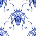 Seamless Pattern with Ornate Exotic Beetles
