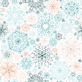 Seamless pattern with ornate snowflakes