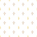 seamless pattern of Orthodox crosses and candle. elegant baby christening pattern for printing on fabric, packaging for