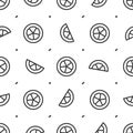 Seamless pattern of outline black lime fruit on white