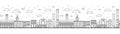 Seamless pattern with Outline Bologna Italy City Skyline with Historic Buildings Isolated on White. Bologna Cityscape with