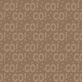 Seamless Pattern of outline coffee beans make letters Go Coffee grains Backdrop in monochrome brown Royalty Free Stock Photo