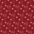 Seamless pattern with the outline of a glass of mulled wine on a red background