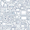 Seamless pattern of outline home appliances icons