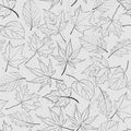 Seamless pattern with outline leaves Monochrome seasonal illustration