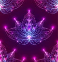 Seamless pattern with outline Lotus with boho pattern Royalty Free Stock Photo
