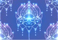 Seamless pattern with outline Lotus with boho pattern Royalty Free Stock Photo