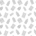Seamless pattern of outline old historical buildings Royalty Free Stock Photo