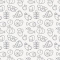 Seamless pattern with outlined food signs