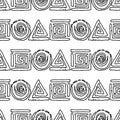 Seamless pattern of outlines abstract geometric elements