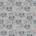 Seamless pattern. Outlines of bizarre plants . Doodle style Vector illustration for surface design