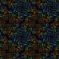 Seamless pattern of outlines colorful directional arrows