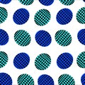 Seamless pattern of ovals with blue, blue and black dots