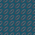 Seamless pattern with ovals of dotted lines. Imitation silk embroidery. Vector background