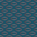 Seamless pattern with ovals of dotted lines. Imitation silk embroidery. Vector background