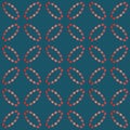 Seamless pattern with ovals of dotted lines. Imitation silk embroidery. Vector background
