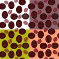 Seamless pattern of ovals with red patterns on a background of white squares