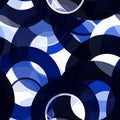 Seamless Pattern of Overlapping Blue Circles, Abstract Background for Wallpaper, Fabric Royalty Free Stock Photo