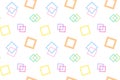 Seamless Pattern of Overlapping Colorful Geometric Squares on White Background