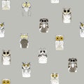 Seamless pattern with owls