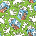 Seamless pattern package of milk Royalty Free Stock Photo