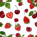 Seamless pattern with painted watercolor of a berry on a white background. For your design of wrapping paper, fabric, etc. Royalty Free Stock Photo