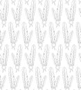 Seamless pattern with paired feathers on white background