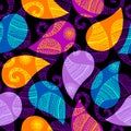 Seamless pattern Paisley pattern background with defocused wavy background.