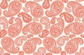 Seamless pattern with Paisley motifs in 2 colors