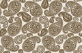 Seamless pattern with Paisley motifs in 2 colors