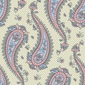 Seamless pattern paisley ornamental background design for fabric in soft pastel colors vector illustration Royalty Free Stock Photo