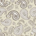 Seamless pattern with paisley Traditional oriental filigree ornament. Royalty Free Stock Photo