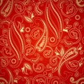 Seamless pattern with paisley Traditional oriental filigree ornament. Royalty Free Stock Photo