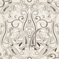 Seamless pattern with paisleyTraditional oriental filigree ornament. Royalty Free Stock Photo