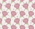 Seamless pattern with pale pink vintage roses