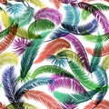 Seamless Pattern, Palm Leaves Royalty Free Stock Photo