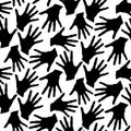 Seamless pattern with palm prints. Symbol of racial and national equality, friendship, happy childhood, world peace, unity of