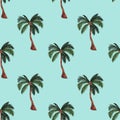 Seamless pattern with palm trees on blue background Royalty Free Stock Photo