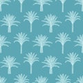 Seamless pattern with palm trees trees and leaves. Toile de Jouy retro engraving style