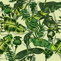 Seamless pattern of palms leaves