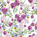 Seamless pattern of pancy flowers. Floral background for textile, shawl design, book and diary covers, wallpapers, print, gift Royalty Free Stock Photo