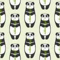 Seamless pattern - panda with bamboo Royalty Free Stock Photo