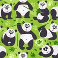 Seamless pattern panda bear