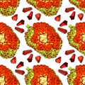 Seamless pattern pandan with slices fruit of Thailand. vector il