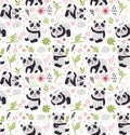 Seamless pattern with pandas