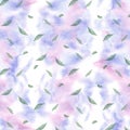 Seamless pattern with pansy leaves. Watercolor illustration