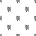 Seamless pattern with paper clip icon on white background. Vector illustration for design, web, wrapping paper, fabric Royalty Free Stock Photo