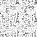 Seamless pattern Paris symbols